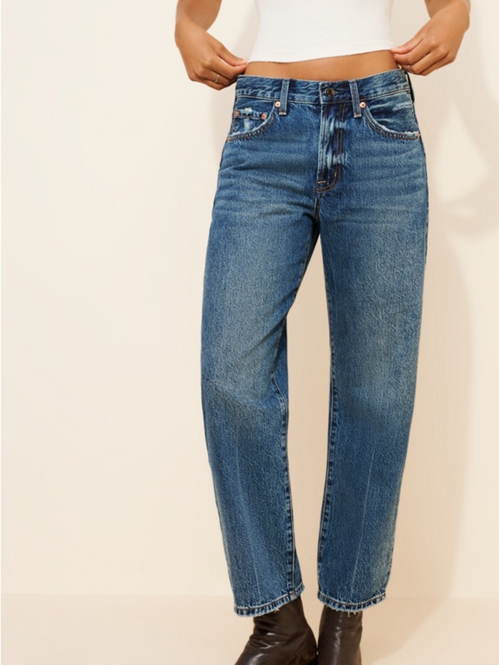 Pistola Lexi Mid-Rise Bowed Straight Jeans